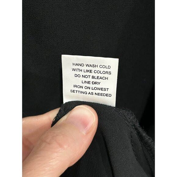 My Collection Medium Black Sheer Long Sleeve Embellished Button-Up Blouse - Picture 8 of 9